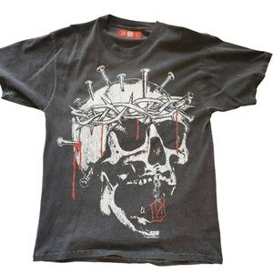 EVIL VICE GREY/ Black Graphic Skull Tee